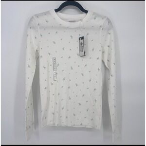 Alpine Design Women's Waffle Knit Long Sleeve Top Floral Print Organic Cotton M